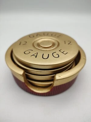 $7.99 • Buy 12 Gauge Shotgun Shell Bullet Ammo Drink Coaster Set W/ Base Coasters