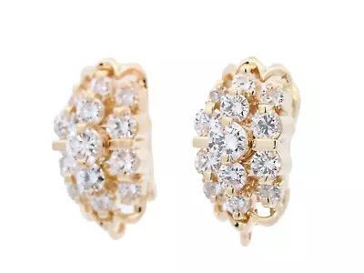 Jose Hess 18K Yellow Gold 3.4 Ct Round Cut Diamond Earrings • $4495