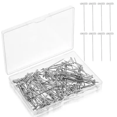 100 Pack 2 Inch Stainless Steel Wig T-Pins For Wigs Foam Head With Plastic Box • $7.68