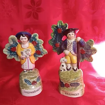 Staffordshire Majolica Pair Shepherd And Shepherdess • $60