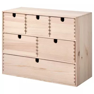 IKEA Moppe Mini Wooden Chest Of 6 Drawers Multi Use Storage Boxes (42x18x32cm) • £38.10