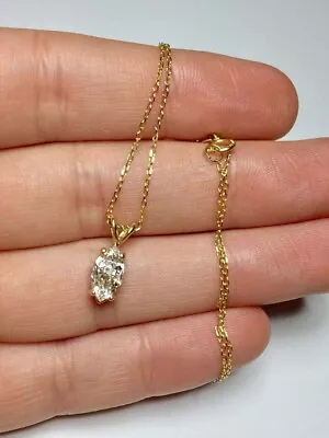 2Ct Marquise Cut D/VVS1 Diamond Pendant Necklace 14K Yellow Gold Finish • $41