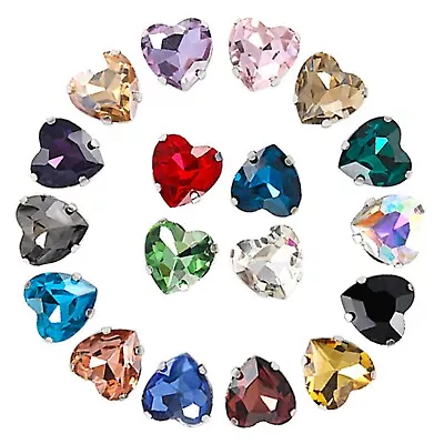 20 Crystal Glass Heart Rhinestones Rose Montees Beads 10X10mm Colour Choice • $3.50