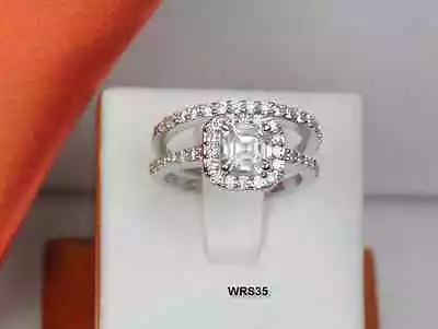 925 Sterling Silver Cushion Cut Cz Pave Bridal Engagement Wedding Halo Ring Set❤ • $17.46