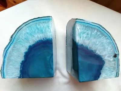 £45 • Buy Genuine Blue/Teal Polished Geode Bookends Crystal Large 