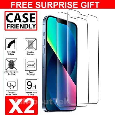 $9.99 • Buy 2X Apple IPhone Tempered Glass Screen Protector For Apple IPhone 14 13 Pro Max