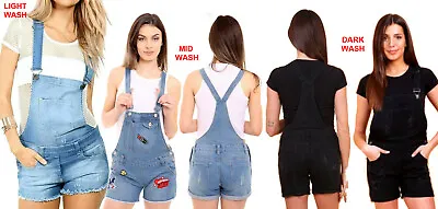 Women's Ladies Sexy Denim Jeans Dungaree Short Dress Jumpsuit Stretch Play Suit • £13.99