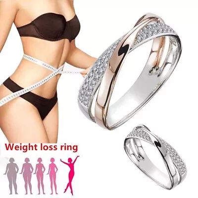 Weight Loss Crystal Rhinestone Ring Slimming Healthcare Ring Magnetic Jewe S_-_ • $6.86