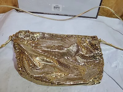 Vintage NEW Whiting And Davis Gold Mesh Purse With Zipper Thin Spaghetti Strap • $223.90