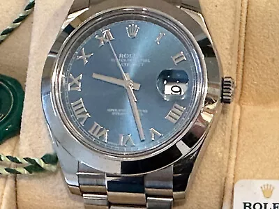 Rolex Datejust II Steel Blue Roman Dial Oyster Bracelet 41mm Watch 116300 BOX • $8249