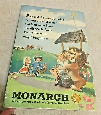 Vintage Cardboard MONARCH Foods Store Display Advertising Sign; Lion Water Well  • $15.95