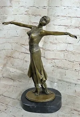 Bronze Modern Vintage Art Deco Sculpture DH Chiparus Female Dancer Metal Statue • £288.17