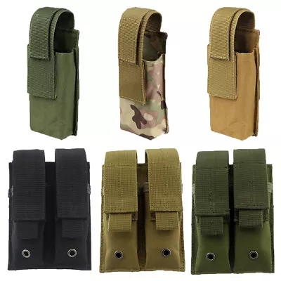 Tactical Molle 9mm Magazine Pouch Single/Double Stack Pistol Mag Holder Holster • $7.88