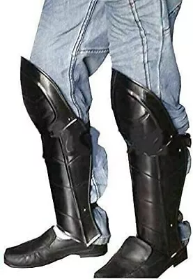 STEEL LEG ARMOR SET Medieval Costume STEAMPUNK Ancient Iron Knight Greaves Gift • $111.99