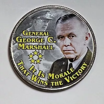 U.S. Legendary Generals George C. Marshall Colorized Clad Kennedy Half Dollar • $7.99