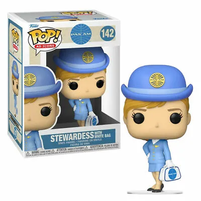 Pan Am Stewardess With White Bag 3.75  Pop Vinyl Figure 142 Ad Icons Brand New • $31.33