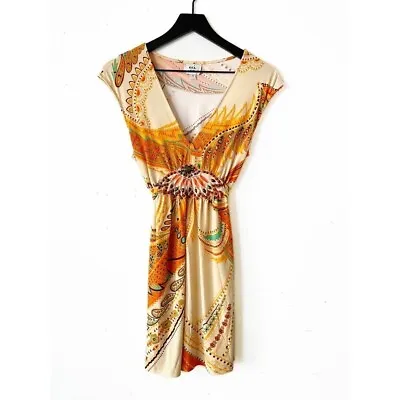 Eci New York Women’s M Orange Multicolor Floral Abstract Dress • $17.49