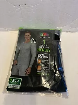 Men's Thermal Henley Medium Black Soot Fruit Of The Loom Long John's Top • $9.44