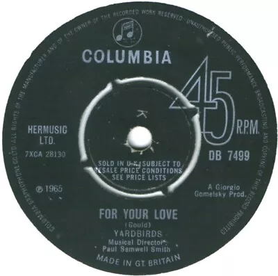 The Yardbirds - For Your Love (7  Single Pus) • £8.49