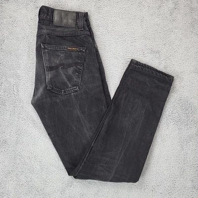 £24.99 • Buy Nudie Jeans Mens W26 L30 Black Denim Dude Dan Straight Leg Slim Fit