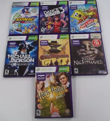 Xbox 360 Kinect Game Lot Michael Jackson Harry Potter Sonic Spongebob Gunstringe • $55