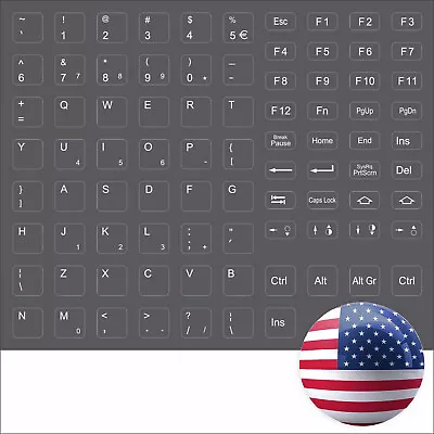 Keybord Sticker Dark Grey Keystick Key Stick English US USA Dell • £8.54