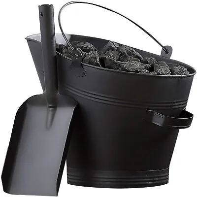 £14.85 • Buy Coal Bucket And Shovel Set Waterloo Charcoal Ash Log Scuttle Hod Fireside Steel