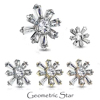 £5.99 • Buy Gem Dermal Anchor Top - Geometric Star - Micro Microdermal Head Surface Piercing