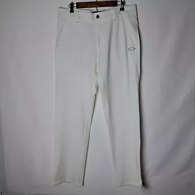 Oakley Pants Mens 34x32 (36x32) White Chino Golf Flat Front Performance Stretch • $26.97