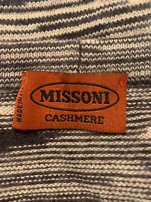 Missoni Made In Italy Vintage Cashmere Wool Cardigan Sweater Size 42 Gray Cream • $75