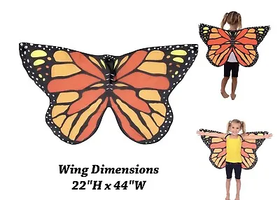 Monarch Butterfly Wings For Kid Costume Dress Up For Halloween Party Favors • $8.99