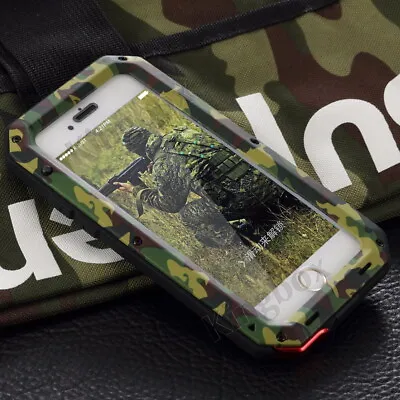 $18.99 • Buy IPhone 6 7 8 11 X XS Max Camo Metal Case Cover + Sreen Protector Tempered Glass