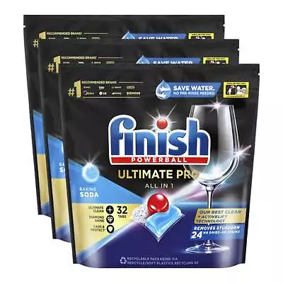 3 Pack Finish Powerball 32 Quantum Ultimate Pro Baking Soda Tablets • $59