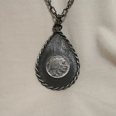 Vintage Sarah Coventry Pendant Necklace Copy Of U.S Indian Head Coin 1937 Signed • $7.99
