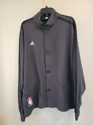 Adidas NBA Mens Size 3XL XXXL Gray And Black Warm Up Snap Button Jacket Suit EUC • $7.99