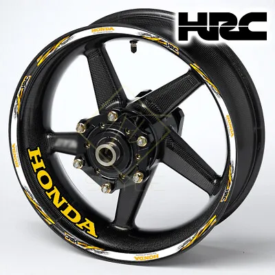 HONDA Motorcycle Wheel Decal Rim Stickers HRC For Fireblade CB R F Stripe Yellow • £15.49