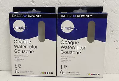 12x Daler Rowney Simply Opaque Watercolour Gouache 12ml Multi-Colour Set Artwork • £11