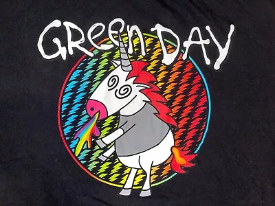 Green Day Punk Rock T-Shirt Tour Unisex Rainbow Puking Unicorn XL FREE SHIP • $16.75