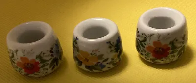 Vintage Set Of 3 Petite Porcelain Floral Mini Taper Candle Holders West Germany • $10