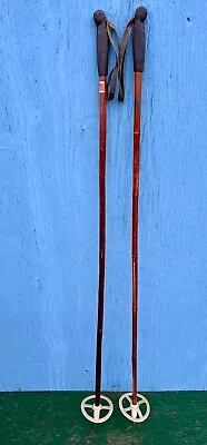 VERY NICE  Vintage Set Of Bamboo Snow Ski Poles Measuring 52  Long • $25.75