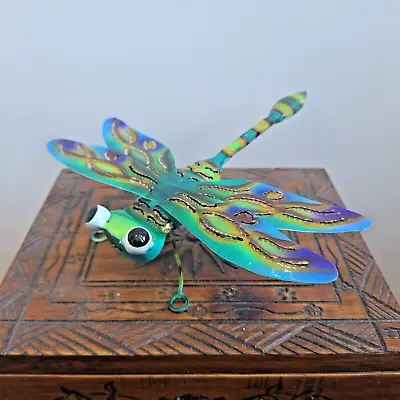 Drangonfly Metal Art Wall Hanging Or Free Standing Hand Crafted & Painted W19cm • £13.85