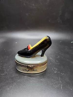 2000 CMG Marilyn Monroe Collectible Ceramic Hinged Trinket Box Black Heel Shoe • $5