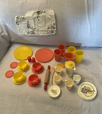 (vtg Lot Of 35) Kid/child Size Toy Plastic Play Dishes/etc. - Mixed Brands • $7