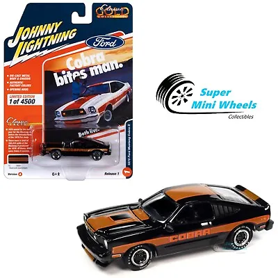 Johnny Lightning 1:64 - 1978 Ford Mustang Cobra II – Gloss Black W/Gold Stripes • $8.99