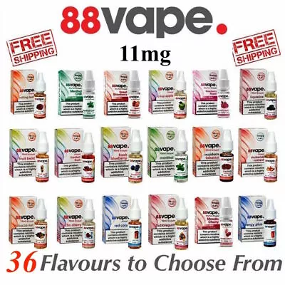 88 Vape E Liquid 11mg Nicotine All Flavours Any Pen 10ml Bottles Vape Juice 11mg • £6.25