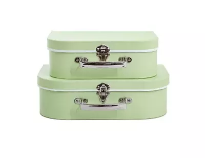 NESTING SUITCASES Mini Lime Green Set 2 Suitcase Gift Box Toy Storage Hamper • $36