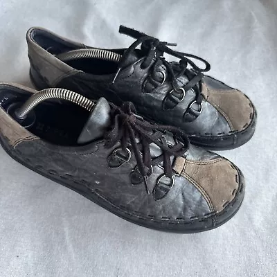 Ziera Leather Lace Up Comfort Shoes Orthotic Friendly Black Grey Size 40 9 AU • $60