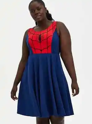 $34.99 • Buy Nwt Torrid Marvel Spider-man Woman's Skater Dress Size 00