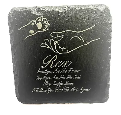 Memorial Plaque For Pet Cat Dog Made From Slate Personalised Grave Stone Marker • £5.99