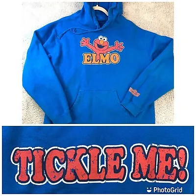 VTG 2003 Tickle Me Elmo Hoodie Mens M Sesame Street Workshop Blue Sweatshirt • $19.80